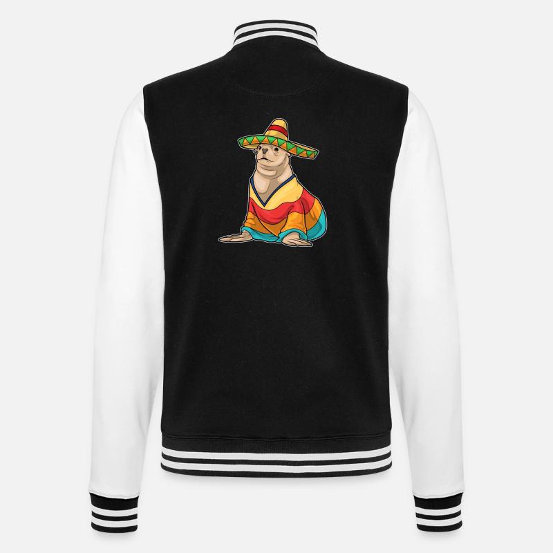Chapeau mexicain de phoque - Veste Teddy - noir/blanc