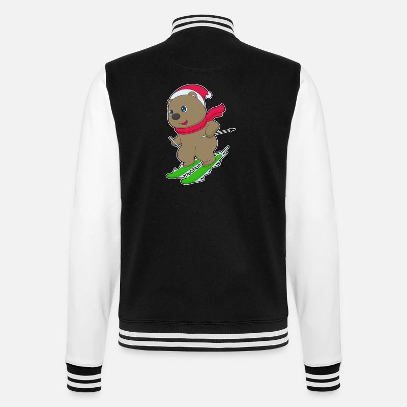 Bear Christmas Ski - College Sweat Jacket - black/white
