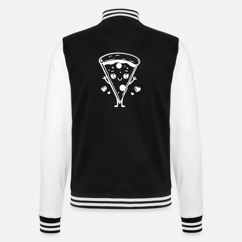 Pizza Comic Stil - College-Sweatjacke - Schwarz/Weiß