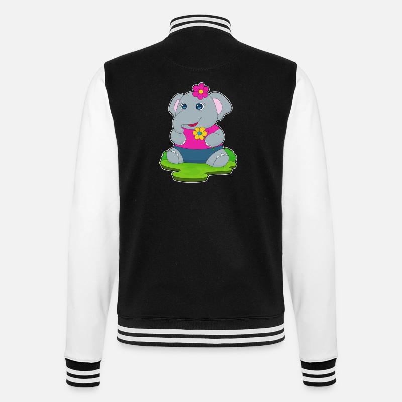 Elephant Flowers - College Sweat Jacket - black/white