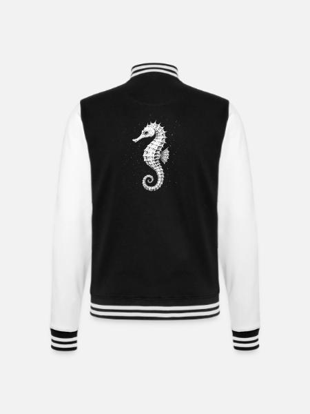 Seepferdchen - College-Sweatjacke - Schwarz/Weiß