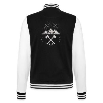 Rugged Mountain Sunrise Axe Emblem - College Sweat Jacket - black/white - Back - Marisol (170cm)