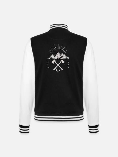 Rugged Mountain Sunrise Axe Emblem - College Sweat Jacket - black/white
