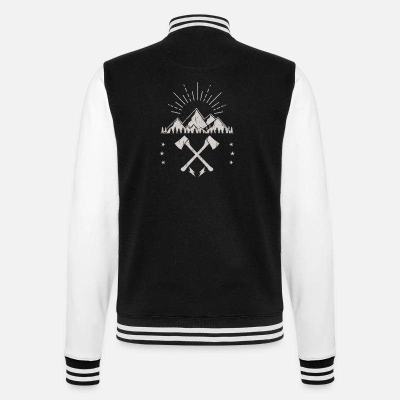 Rugged Mountain Sunrise Axe Emblem - College Sweat Jacket - black/white