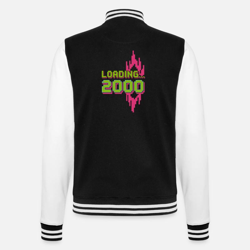 Retro Pixel Loading 2000 Design - College-Sweatjacke - Schwarz/Weiß