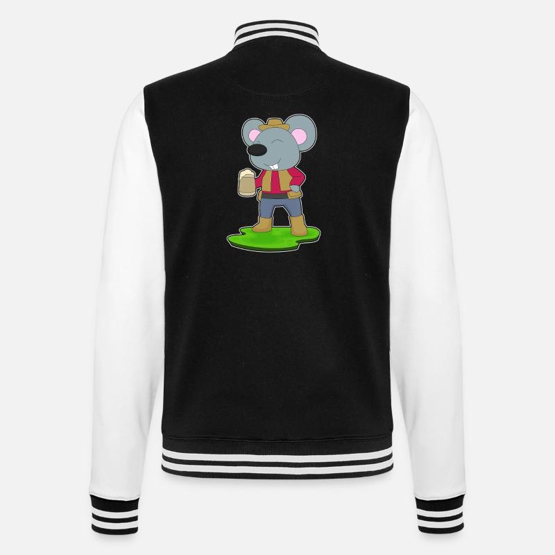 Maus Bierkrug Bier - College-Sweatjacke - Schwarz/Weiß