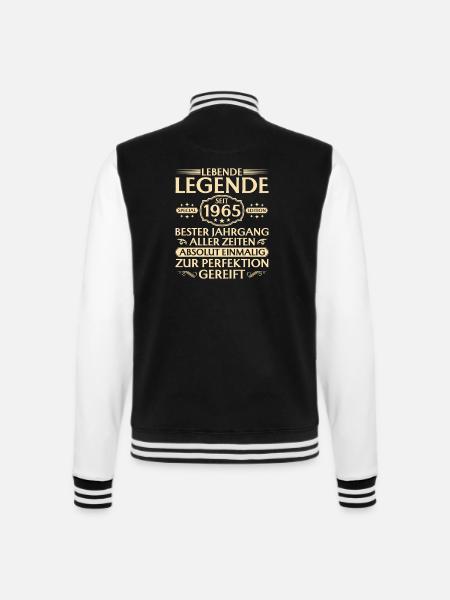 60. Geburtstag - Lebende Legende seit 1965 - College-Sweatjacke - Schwarz/Weiß