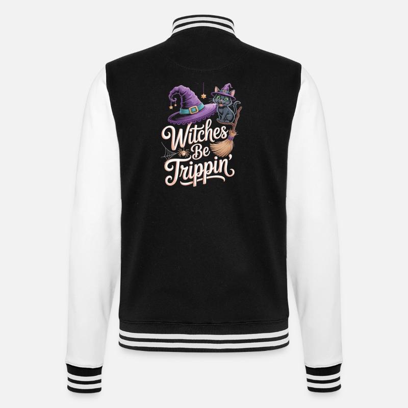 Magical witch with black cat - College Sweat Jacket - black/white