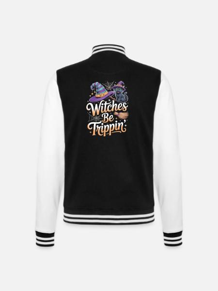 Katzen Hexe Halloween Kostüm - College-Sweatjacke - Schwarz/Weiß
