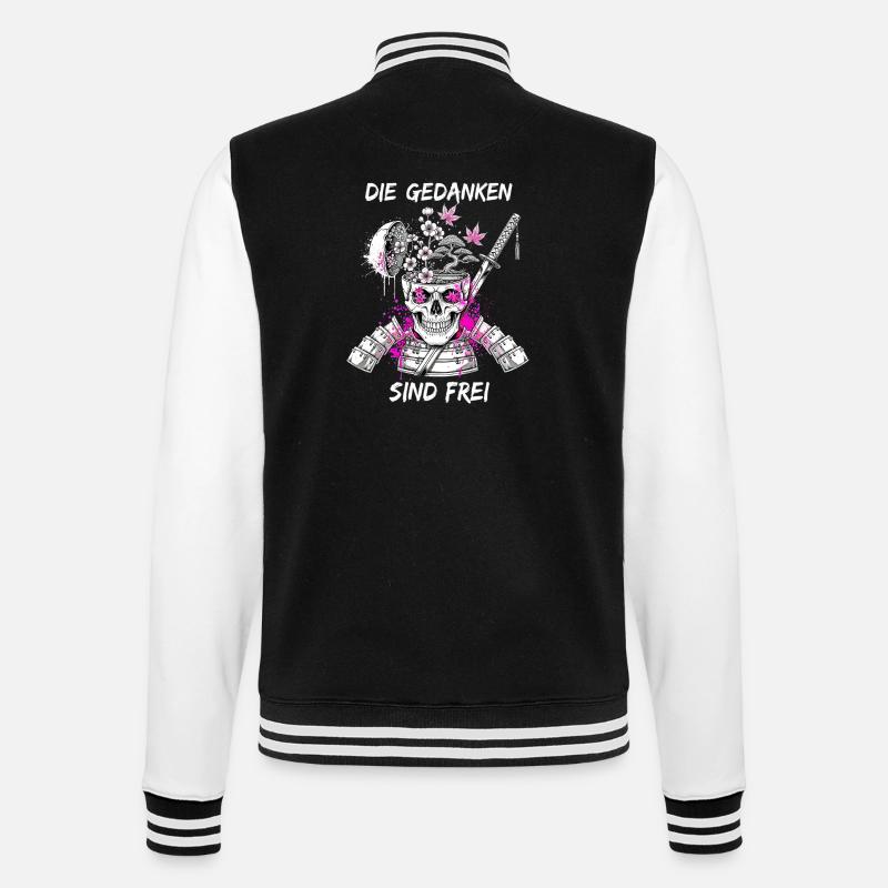 Warrior Skull Samurai - College Sweat Jacket - black/white