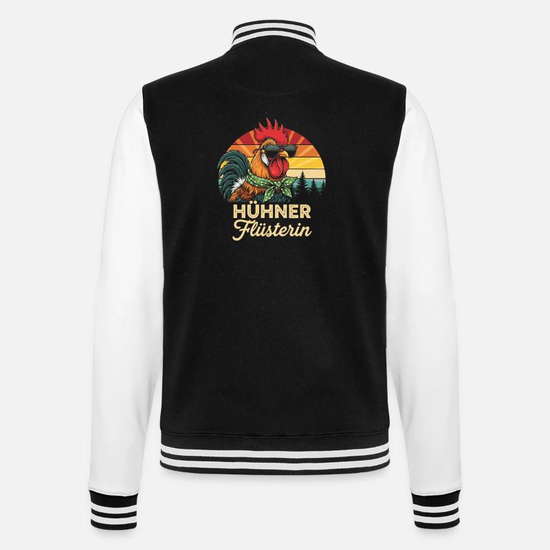 Chicken Whisperer Retro Sunset Gift - College Sweat Jacket - black/white