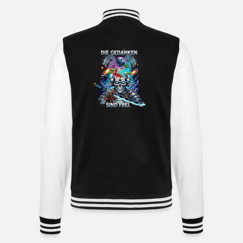 Thoughts Are Free Skull Samurai - College Sweat Jacket - black/white