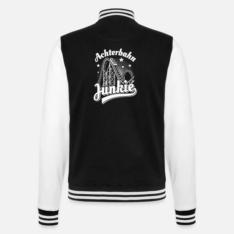 Achterbahn Junkie - Freizeitpark - Looping - College-Sweatjacke - Schwarz/Weiß