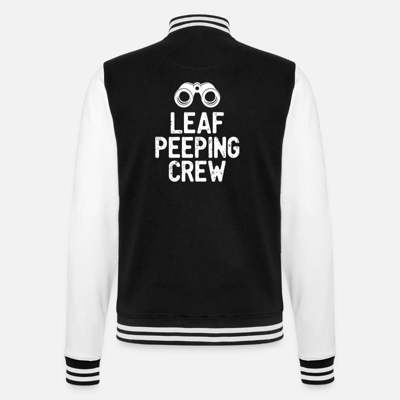 Leaf Peeping Crew saying quote - College Sweat Jacket - black/white