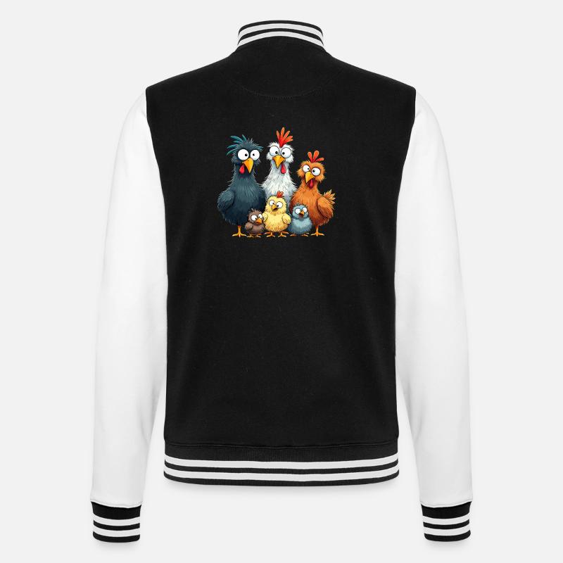 Bunte Hühnergruppe Comedy Design - College-Sweatjacke - Schwarz/Weiß