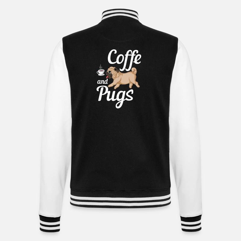 Kaffee und Möpse Tee - College-Sweatjacke - Schwarz/Weiß