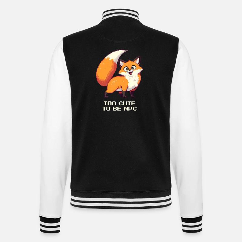 Derpy Fuchs mit Main-Character-Energy - College-Sweatjacke - Schwarz/Weiß