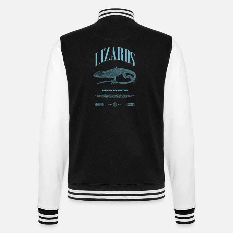 Cuban Knight Anole Reptile Keeper Lizard - College Sweat Jacket - black/white
