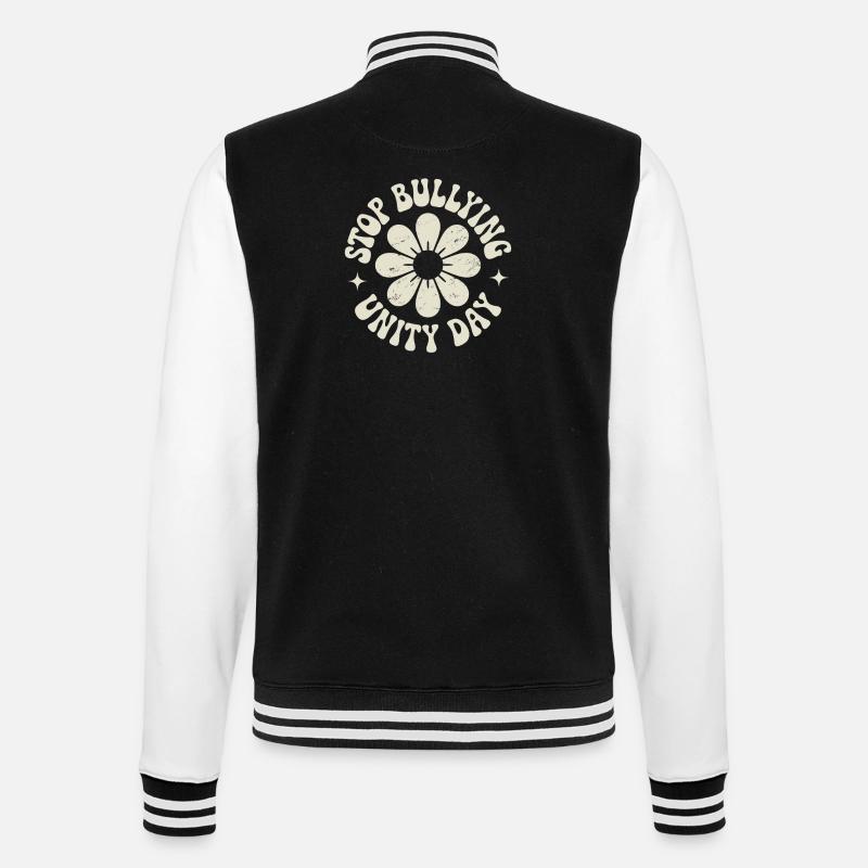 Against bullying, harmony, cohesion, message - College Sweat Jacket - black/white
