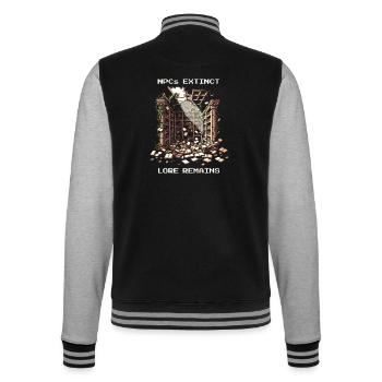 NPCs gone, lore stays | Post-apocalyptic - College Sweat Jacket - black/heather grey - Back - Marisol (170cm)