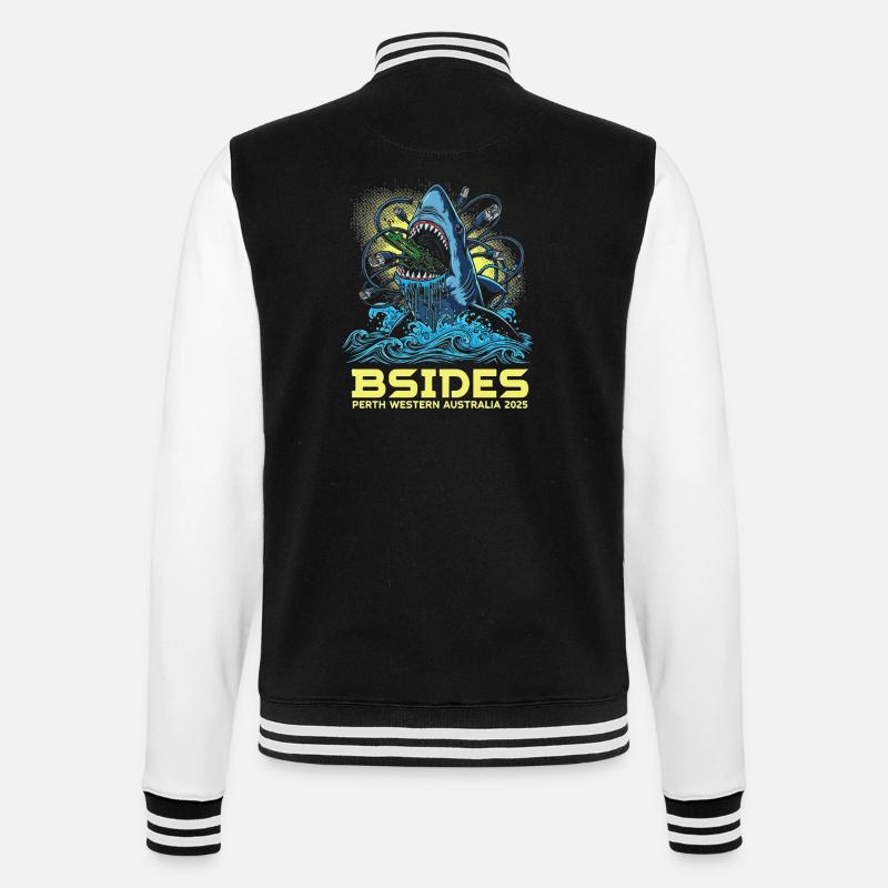 Shark Beat BSIDES Perth 2025 - College-Sweatjacke - Schwarz/Weiß