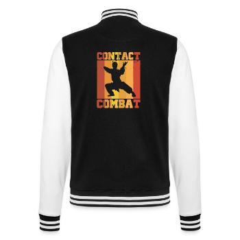Karate Kungfu Retro Combat Contact Silhouette   - College-Sweatjacke - Schwarz/Weiß - Hinten - Marisol (170cm)