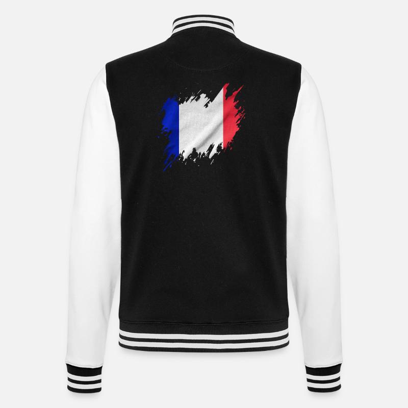 Drapeau français, style déchiré - Veste Teddy - noir/blanc