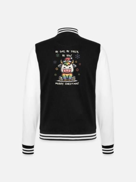 Be Gay, Be Jolly, Be You – Merry Christmas - College-Sweatjacke - Schwarz/Weiß