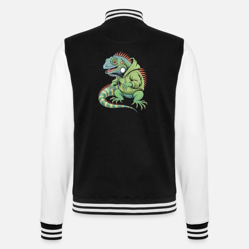 Iguane cool avec sweat à capuche - Veste Teddy - noir/blanc