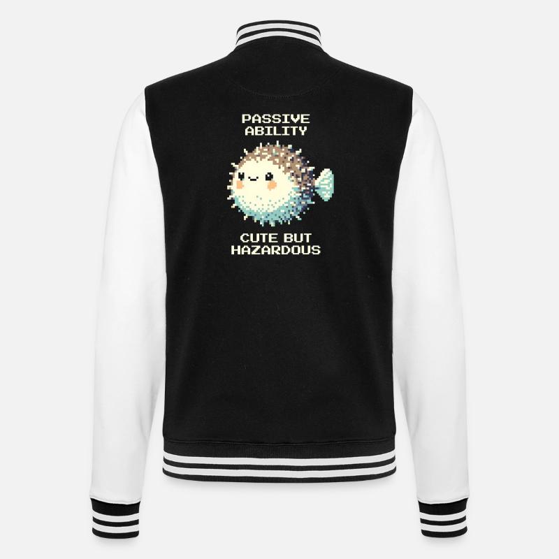 Passif : doux, mais dangereux | Poisson-globe - Veste Teddy - noir/blanc