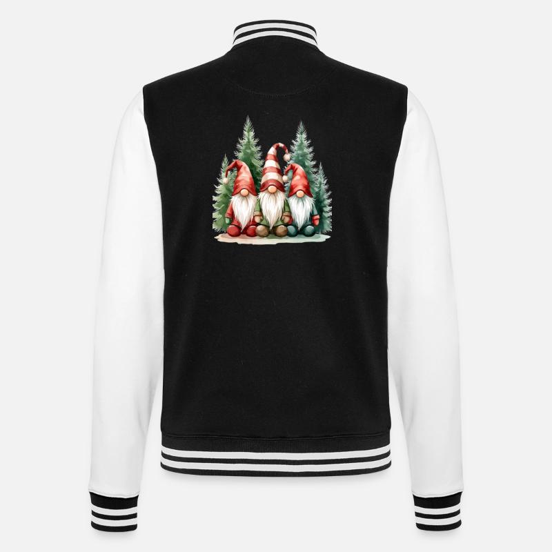 Drei Gartenzwerge im Winterwald - College-Sweatjacke - Schwarz/Weiß