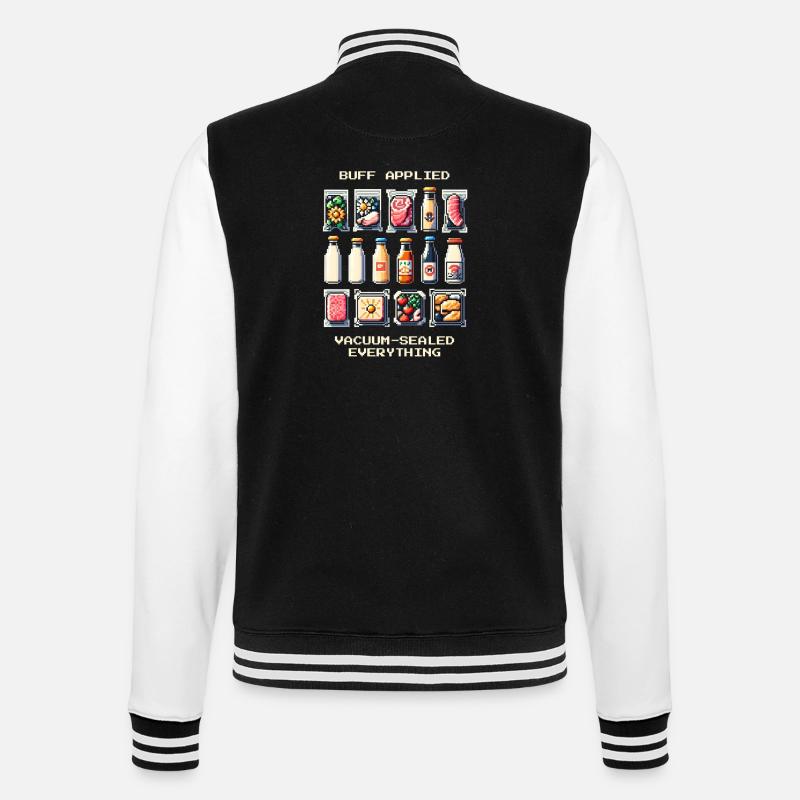 Vacuuming & Prepping | Pixel Art - College Sweat Jacket - black/white