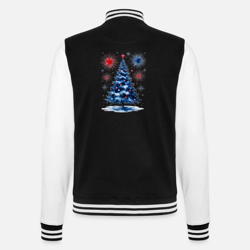 Fireworks Christmas Tree Pattern - College Sweat Jacket - black/white