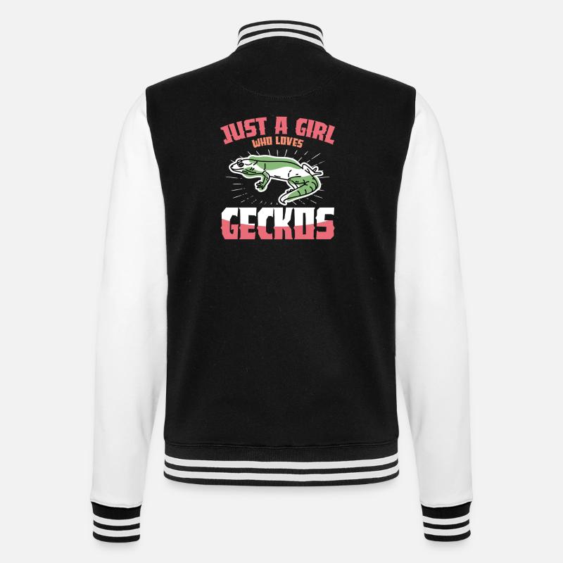 Gecko Vibes: Nur ein Mädchen - College-Sweatjacke - Schwarz/Weiß