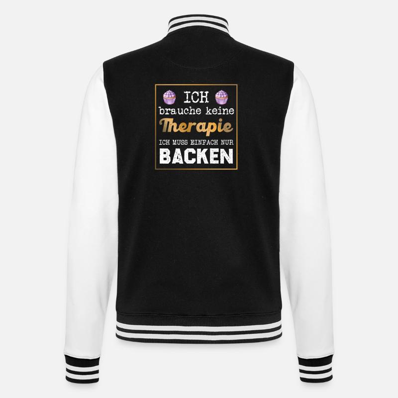 Baking instead of therapy saying - College Sweat Jacket - black/white
