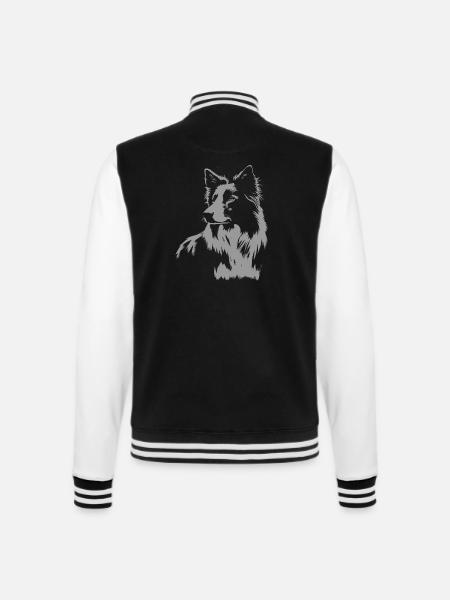 Border Collie Portrait – Kraftvolles Hundemotiv - College-Sweatjacke - Schwarz/Weiß
