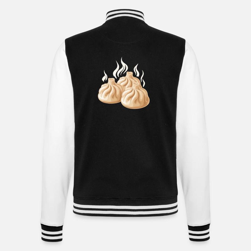 Dampfende Dumpling-Design - College-Sweatjacke - Schwarz/Weiß