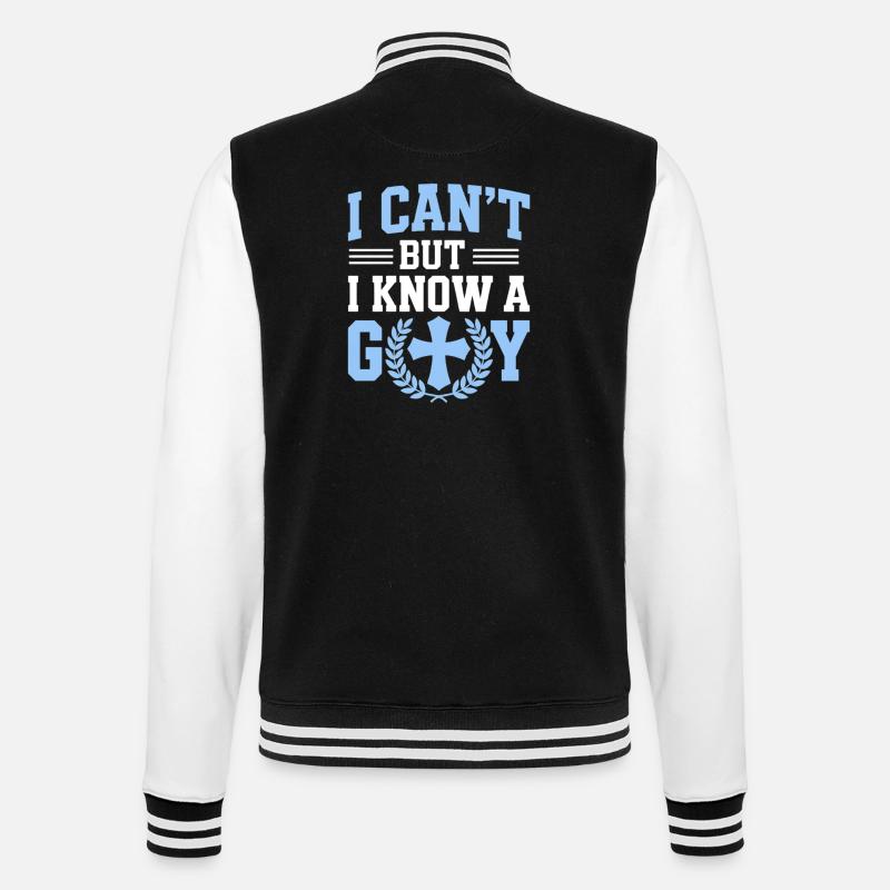 I can't, I know God - College Sweat Jacket - black/white