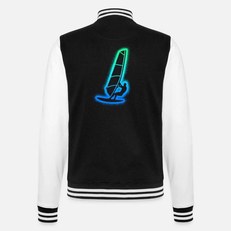 Windsurfen Windsurfer Kinder Herren Windsurf - College-Sweatjacke - Schwarz/Weiß