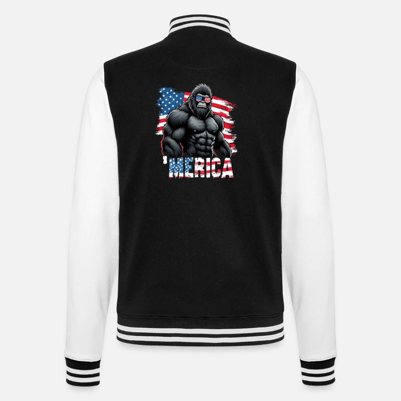Gorille musclé avec drapeau - Veste Teddy - noir/blanc