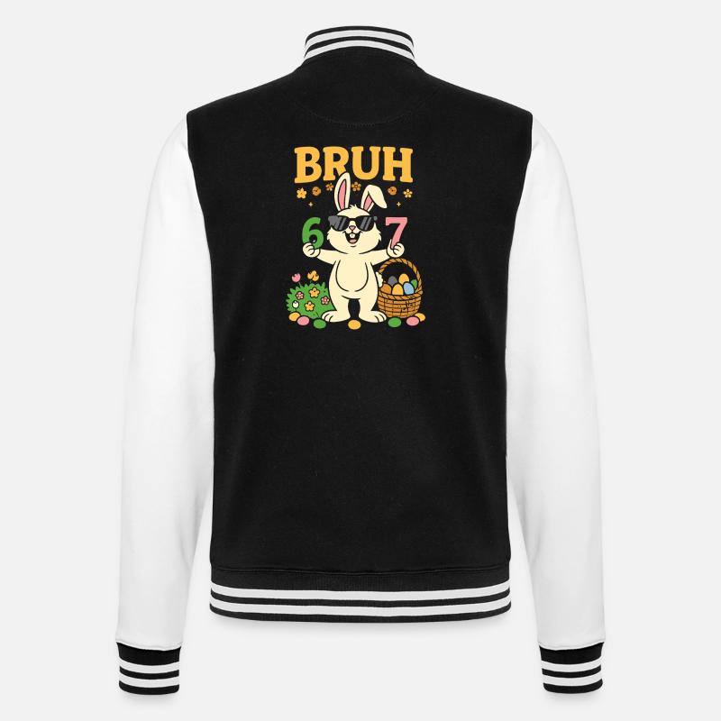 Bruh Cool Easter Bunny 67 - College Sweat Jacket - black/white