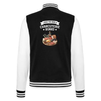 Plateau de charcuterie, viande, fromage, nourriture pour les amateurs de fromage - Veste Teddy - noir/blanc - Dos - Marisol (170cm)
