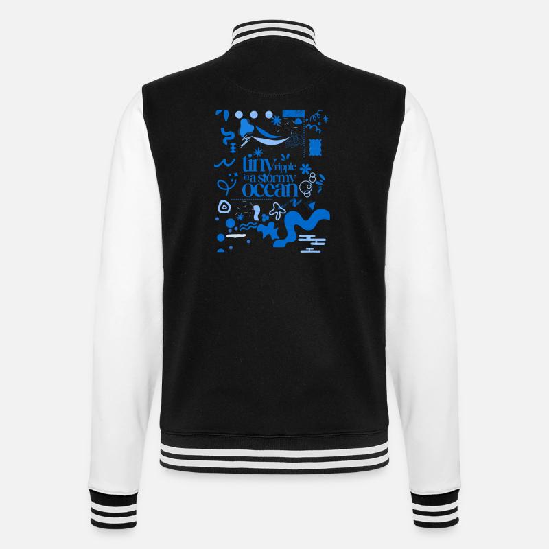 Tiny ripple in a stormy ocean (busy pattern) - College Sweat Jacket - black/white