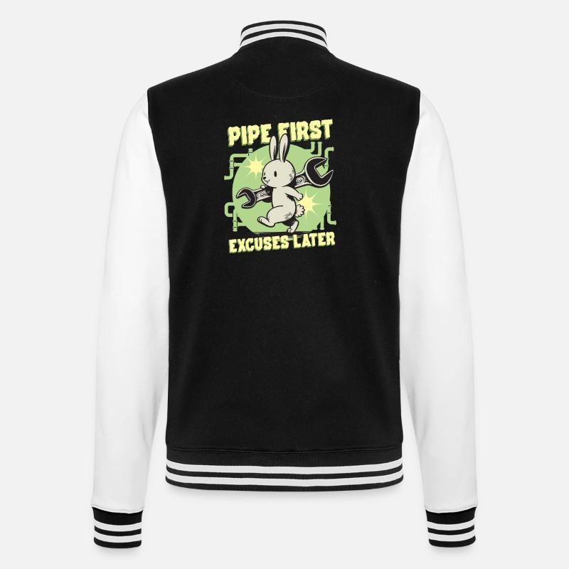 Pipelayer Pipe Builder Pipe First - College Sweat Jacket - black/white
