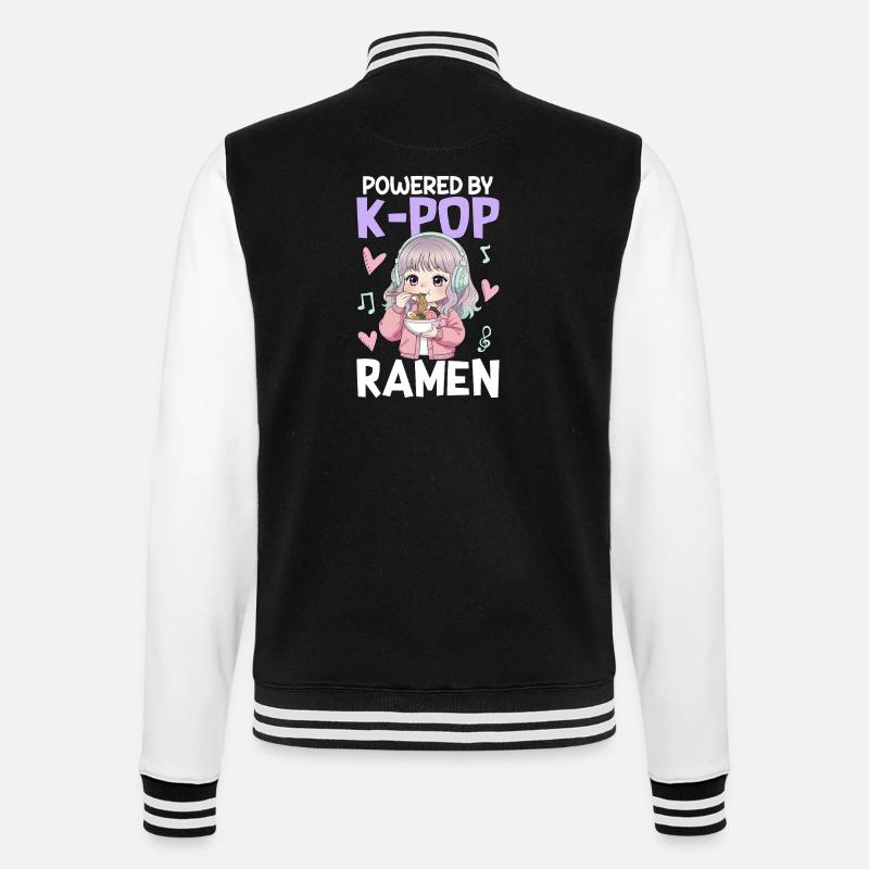 Propulsé par des ramen K-Pop - Veste Teddy - noir/blanc
