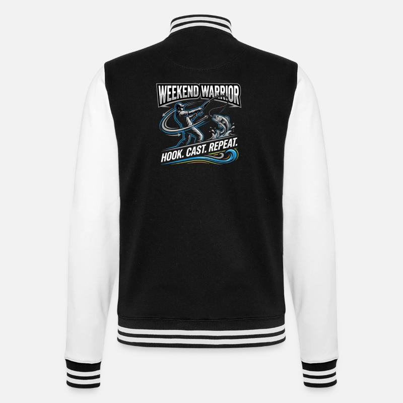Weekend Warrior Hook Cast Repeat Angler - College Sweat Jacket - black/white