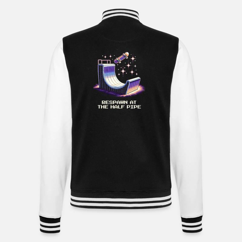 Respawn at the Halfpipe | Skateboard - College Sweat Jacket - black/white