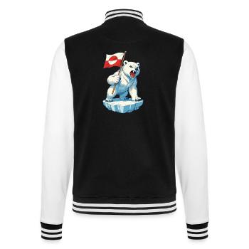 Greenland Flag Greenland Is Not For Sale - College Sweat Jacket - black/white - Back - Marisol (170cm)