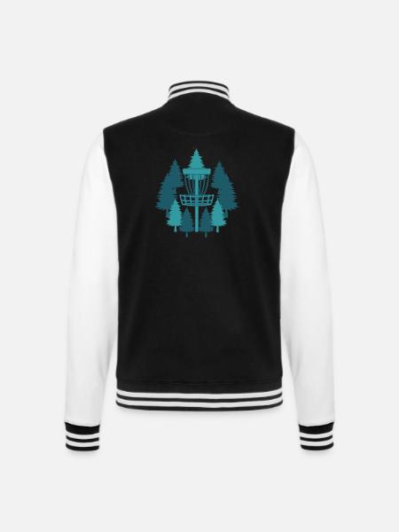 Disc-Golf-Korb im Wald Frisbee Golf fliegen - College-Sweatjacke - Schwarz/Weiß