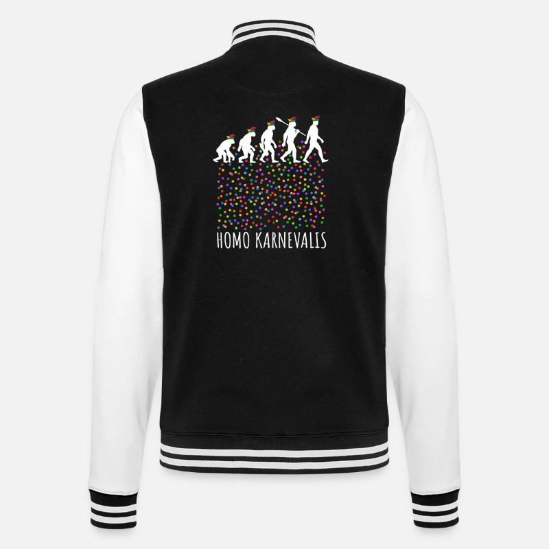 Homo Karnevalis | Evolution der Narren, Fastnacht - College-Sweatjacke - Schwarz/Weiß
